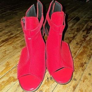 Peep toe red bootie 8.5